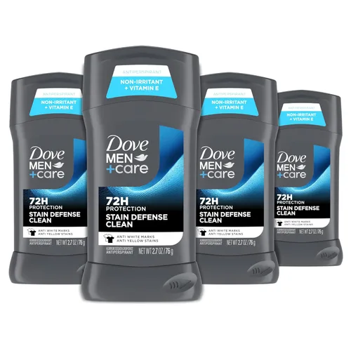 Dove Men+Care - Desodorante en barra de 4 unidades para hombre, antimarcas blancas y antimanchas amarillas con protección contra el sudor y el olor