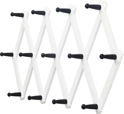 Miniatura 28 de Dseap Acordeón de pared: Perchero de pared expandible de madera de 16" de alto, soporte para sombreros, gancho de acordeón para gorras de béisbol