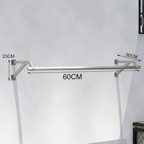 Miniatura 2 de Perchero flotante de tubería industrial para ropa, estante de ropa montado en la pared, barra de ropa creativa de acero inoxidable resistente, barra