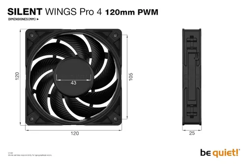 Miniatura 3 de be quiet! Silent Wings Pro 4 120mm PWM 3000 RPM Ventilador de enfriamiento premium de bajo ruido 4-Pino BL098 Negro