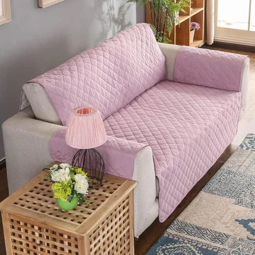 Miniatura 9 de vctops Funda acolchada de doble protección, 100 % impermeable, funda antideslizante para sofá de 2 plazas, protector reversible de muebles para Gris