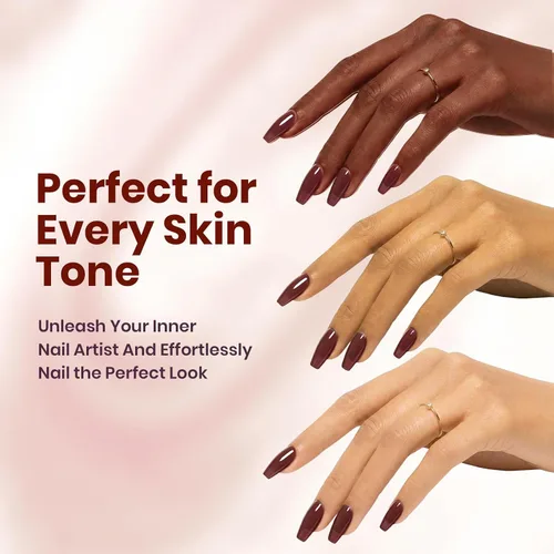 Miniatura 6 de Beetles - Esmalte de uñas de gel marrón y rojo – Esmalte de uñas en gel rosa ladrillo de 0.5 onzas líquidas, esmalte de uñas translúcido color caoba
