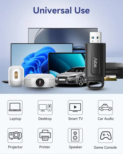 Miniatura 5 de Aiibe 64GB Flash Drive USB 3.0 Thumb Drive USB Drive Memory Stick with LED Indicator Portable Keychain, Black