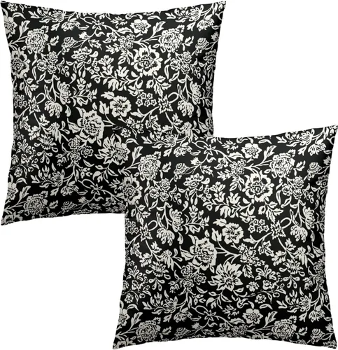 Miniatura 10 de Juego de 2 fundas de almohada de dalia rojo burdeos de 16 x 16 pulgadas, fundas de almohada geométricas rústicas de flores de algodón y lino