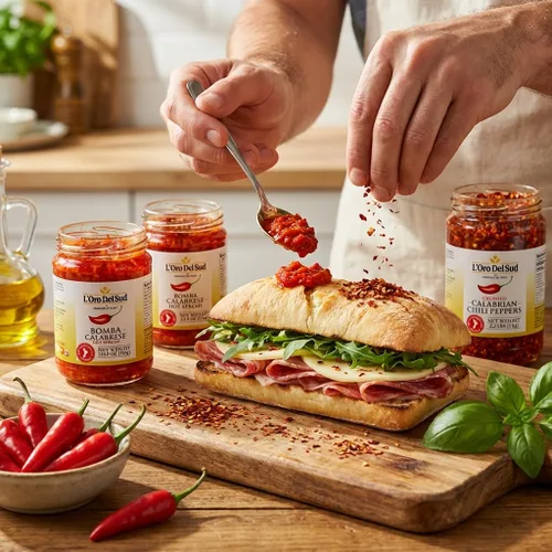 Miniatura 5 de L'Oro Del Sud Pimientos enteros de Calabria certificados auténticos, chiles enteros en aceite, 9.8 oz (280 g), cultivados y envasados en Calabria