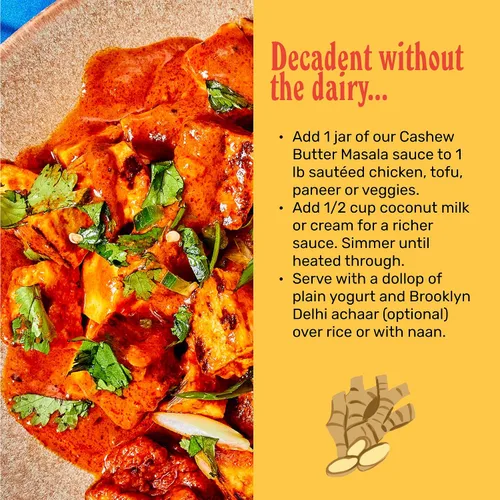 Miniatura 7 de Brooklyn Delhi Masala de mantequilla de anacardo - Salsa india a fuego lento con tomates crema de anacardo, pimentón dulce, 12 onzas, lo