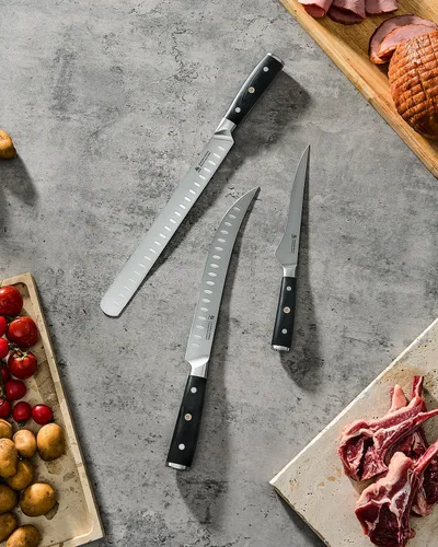 Miniatura 7 de KYOKU Samurai Series - Juego de 3 cuchillos de cocina de 6.5 pulgadas, cuchillo de deshuesar de 12 pulgadas, cuchillo de carnicero de 10 pulgadas