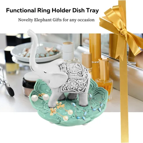 Miniatura 6 de Evelots Soporte para anillos-Buena Suerte Elefante-Joyería-CuencoSoporte-PendienteCollares