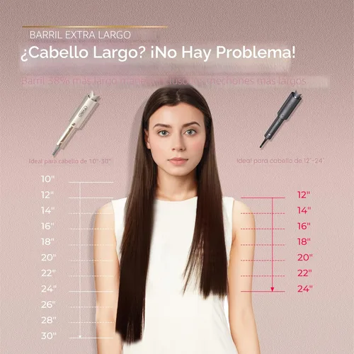 Miniatura 3 de TYMO CurlPro Plus - Rizador giratorio automático, varita rizadora de barril largo mejorada para cabello largo, rizador de pelo de cerámica