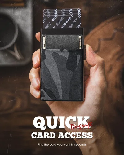 Miniatura 29 de DUGRAFT Tarjetero para tarjetas de crédito con bolsillo para dinero, minimalista, delgado, de aluminio, de metal, para hombres, con bloqueo RFID