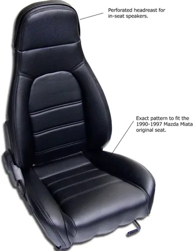 Miniatura 7 de Mazda Miata kit de funda para asiento delantero estándar 1990-1996 negro, piel de imitación