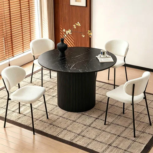 Miniatura 17 de Homedot Juego de 2 sillas de comedor tapizadas negras, modernas sillas de cocina de mediados de siglo tapizadas con cojín acolchado para comedor