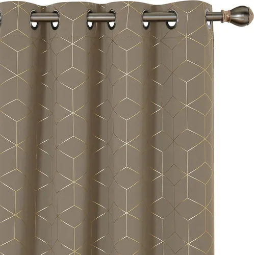 Miniatura 12 de Deconovo Cortinas Opacas, Aislamiento Térmico y Reducción de Ruido, Estampado de Lámina de Diamante – Ojales en la Parte Superior, 2 Paneles, Azul