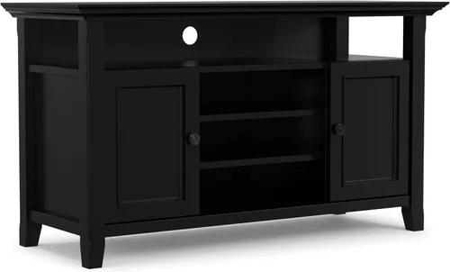 Miniatura 27 de SIMPLIHOME Amherst - Soporte de TV de transición de madera maciza de 72 pulgadas de ancho, estilo rústico marrón envejecido, para televisores