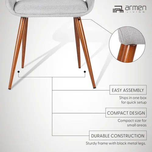 Miniatura 5 de Armen Living Silla de comedor Panda en tela gris y acabado de madera de nogal, 25 pulgadas de profundidad x 20 pulgadas de ancho x 31 pulgadas