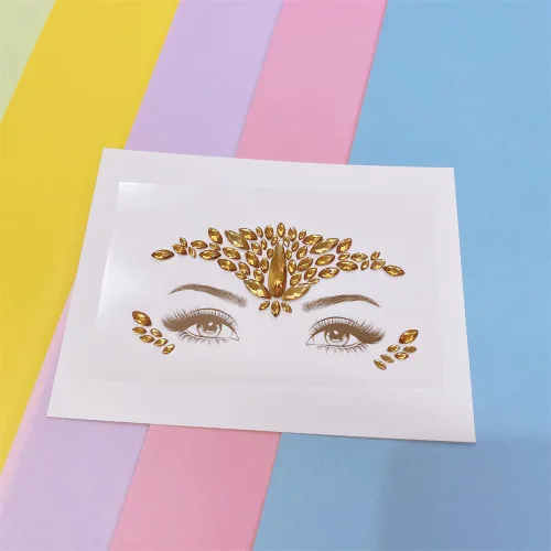 Miniatura 4 de Topz - Joyas de cara dorada para maquillaje de Halloween, festivales, boda, cara, gemas temporales, tatuajes de sirena, carnaval, cara, calcomanías
