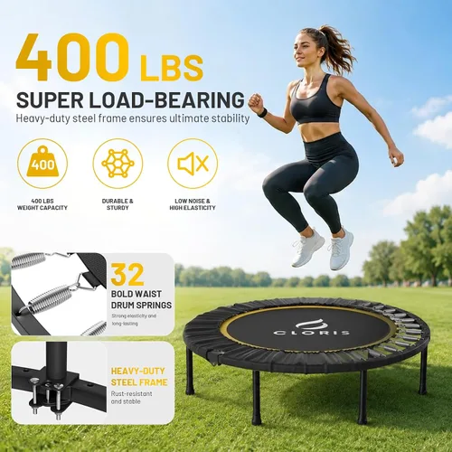 Miniatura 2 de CLORIS Trampolín plegable de 40 pulgadas con mango de espuma ajustable, con funda acolchada segura, el mejor regalo.