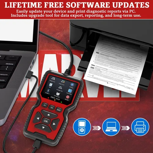 Miniatura 3 de Escáner profesional OBD2 V519 - Lector de código OBDII + CAN actualizado 2026, datos en vivo, prueba de batería, biblioteca de más de 40000 DTC