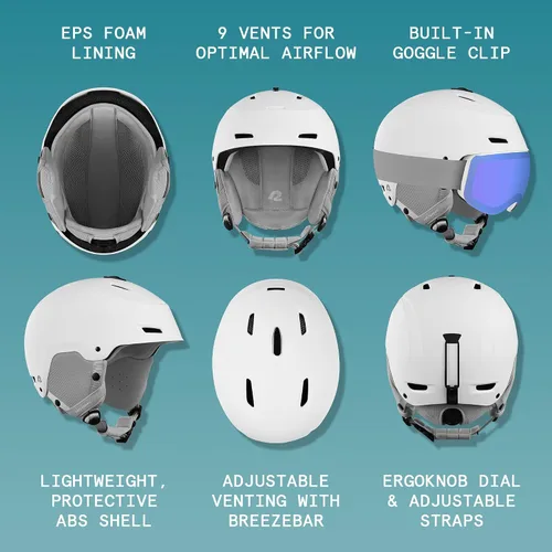 Miniatura 2 de Retrospec Zephyr - Casco de esquí – Casco de snowboard para adultos y jóvenes con ajuste ajustable, 9 rejillas de ventilación transpirables, Blanco