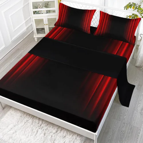 Miniatura 22 de Axolotl Juego de sábanas de gato negro de dibujos animados tamaño full, diseño de estrellas y luna impreso, ropa de cama para niños para decoración