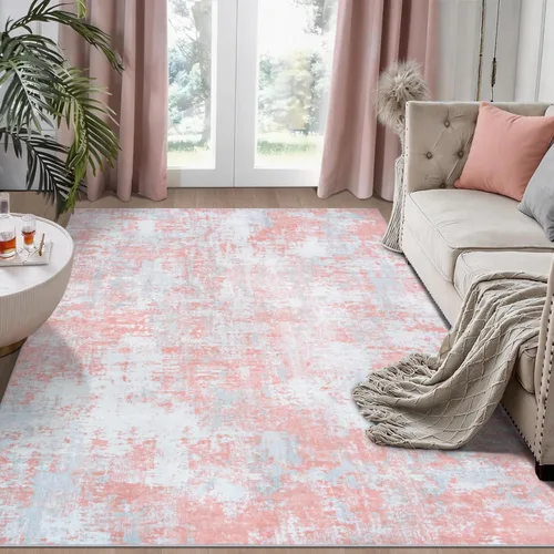 Miniatura 31 de Alfombra lavable de 4 x 6 pies para sala de estar, alfombra grande moderna para comedor y dormitorio, antideslizante, pelo bajo, 4 x 6 pulgadas