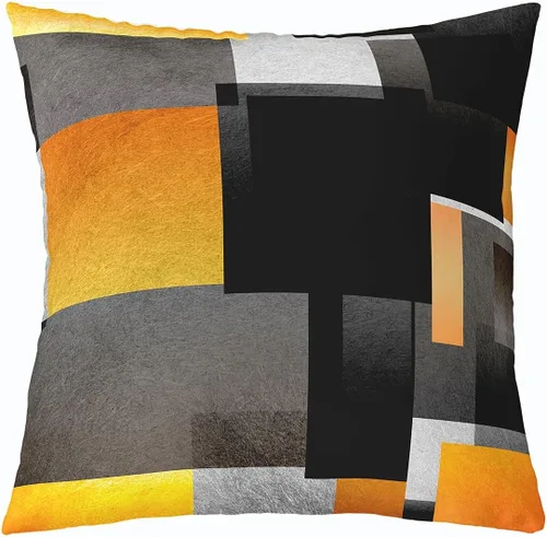 Miniatura 14 de Feelyou Juego de 4 fundas de almohada geométricas reversibles para exteriores de 16 x 16 pulgadas, diseño geométrico de rayas negras y grises, juego