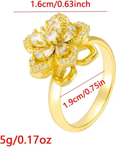 Miniatura 26 de Sunflower Ring Spinning Fidget Rings for Anxiety Open Adjustable Spinner Sun Ring Creative Relieving Stress Rotating Jewelry