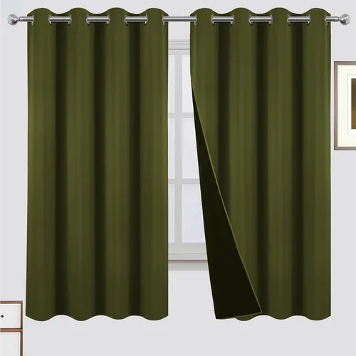 Miniatura 72 de LEMOMO Cortinas 100% opacas de 52 x 95 pulgadas, 2 paneles de oscurecimiento con aislamiento térmico para dormitorio Negro
