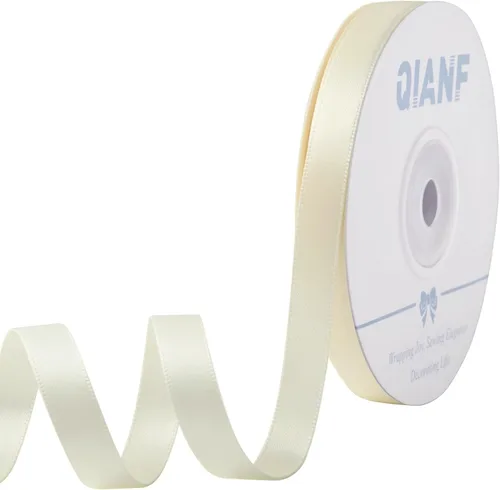 QIANF - Cinta Crema de 3/8 Pulgadas de Doble Cara de Satén para Envolver Regalos, Hacer Lazos para el Pelo, Fajas para Sillas, Día de San Valentín,