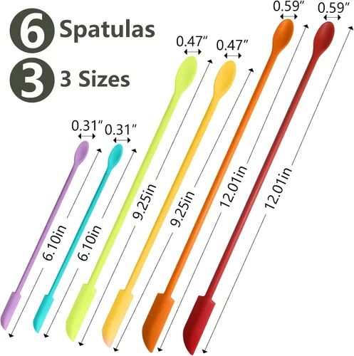 Miniatura 5 de Colorido juego de 6 espátulas de silicona, maquillaje y pequeñas espátulas para cosméticos y uso en cocina