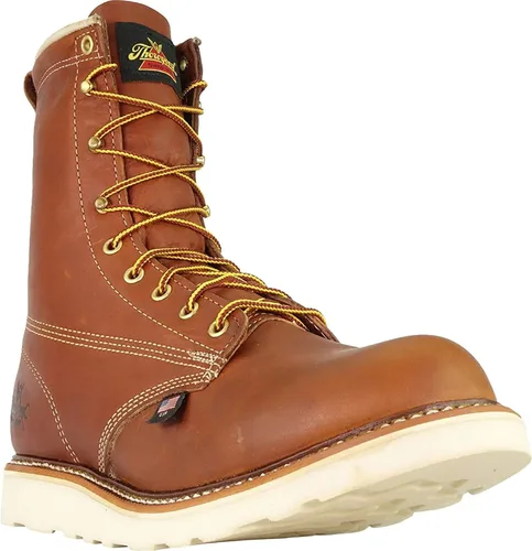 Miniatura 3 de Thorogood American Heritage - Botas de trabajo con punta de acero de 8 pulgadas para hombre, cuero de grano completo con punta redonda, suela