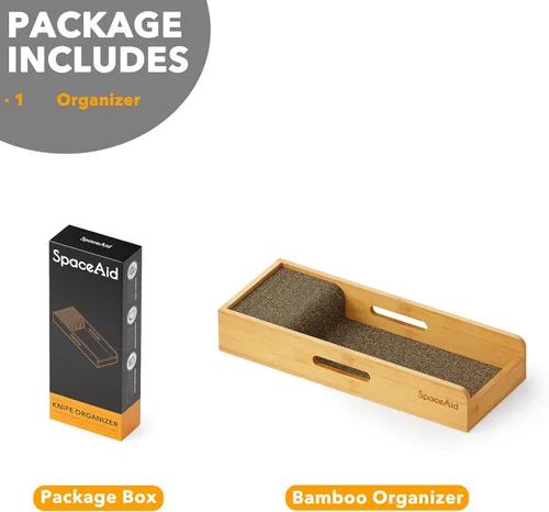 Miniatura 7 de SpaceAid Organizador de Cajón para Cuchillos Inserto de Bambú, Soporte para Cuchillos de Bistec de Cocina Organizadores Bloque para Cajón