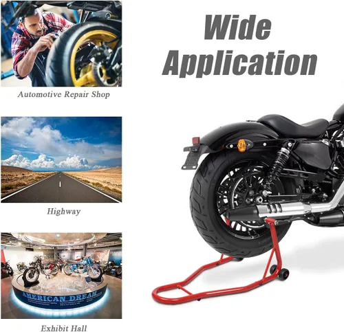 Miniatura 6 de Safstar Soporte para motocicleta o bicicleta deportiva con brazo oscilante para tienda de autos y bicicletas, Rojo