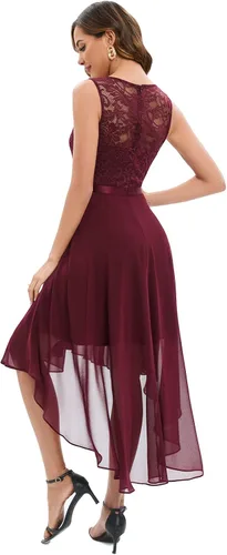 Miniatura 5 de Bridesmay Vestido de fiesta de cóctel con cuello en V y encaje floral para mujer, vestido formal de fiesta de graduación, boda, dama de honor