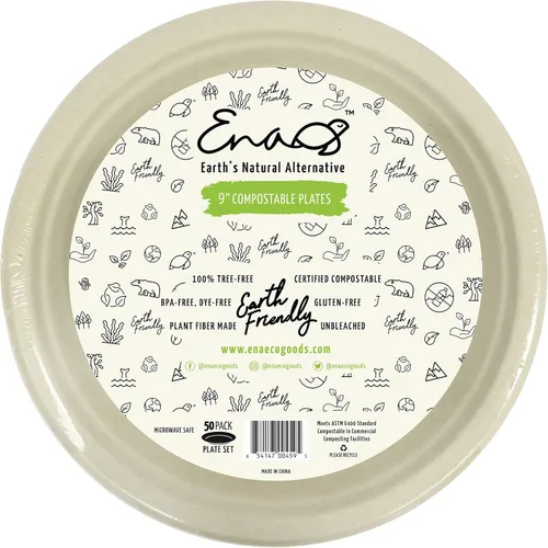 Miniatura 8 de Platos de papel desechables 100 % compostables a granel [10 pulgadas, 3 comp 400 paquetes], platos de bambú, ecológicos, biodegradables, resistentes