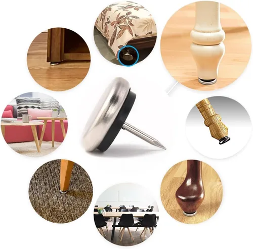 Miniatura 5 de Dia Nail On Furniture Glides para sillas, mesas, uñas acolchadas con base de níquel para muebles, lo que permite que las sillas se deslicen sin