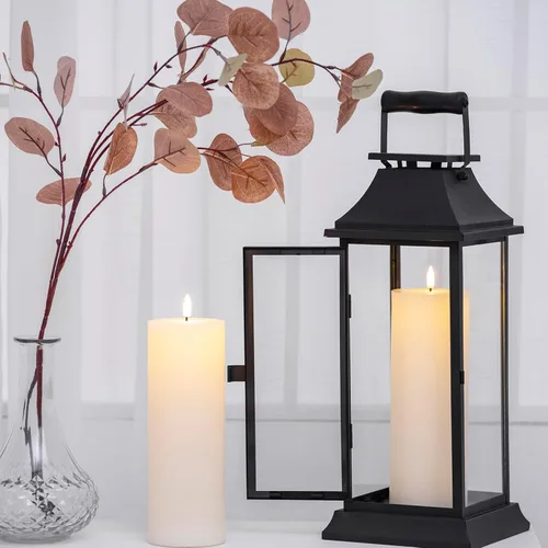 Miniatura 5 de volnyus Juego de 2 velas sin llama (3 x 9 pulgadas) velas de cera LED parpadeantes que funcionan con pilas con control remoto y temporizadores
