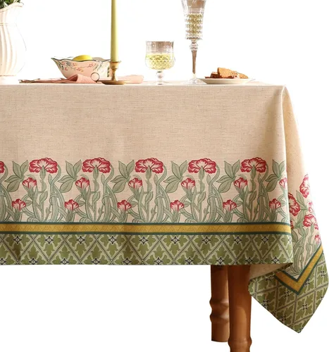 Miniatura 57 de patdrea - Mantel de lino floral, grueso, decorativo y francés para mesas rectangulares o cuadradas, para cocina y comedor, 55 x 79 pulgadas