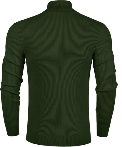 Miniatura 5 de Suéteres casuales de cuello alto para hombre, de punto acanalado suave, térmicos, básicos