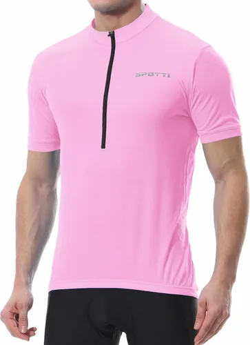 Miniatura 8 de Spotti Playera de manga corta para ciclismo de hombre con 3 bolsillos traseros, transpirable, secado rápido