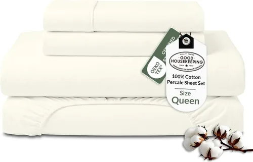 Miniatura 39 de ROYALE LINENS Juego de sábanas 100% algodón orgánico tamaño individual XL, tejido percal, juego de 3 piezas, 1 encimera, 1 sábana bajera de bolsillo