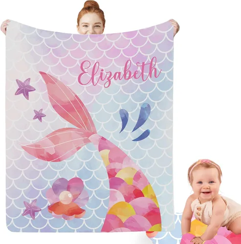 Miniatura 15 de Regalos de sirena para niñas africanas, manta de bebé personalizada con nombre para bebés recién nacidos, manta personalizada para niñas negras