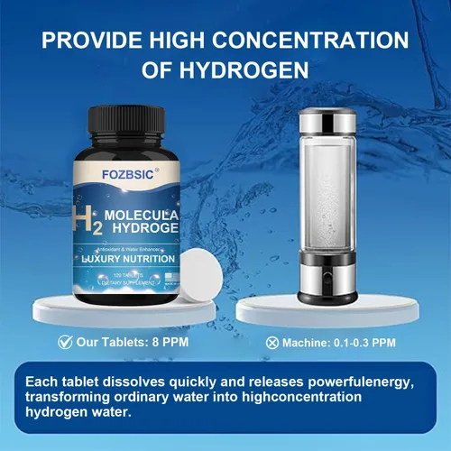 Miniatura 4 de Tabletas de agua de hidrógeno con magnesio – Pestañas moleculares H2 para agua potable, sin OMG, sin gluten y veganas – Apoya la energía – 120