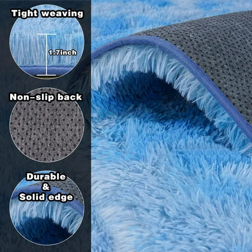 Miniatura 55 de Alfombras de área de 8x10 para sala de estar, alfombra shaggy grande ultra suave y esponjosa para dormitorio, alfombras de felpa mullida Blanco crema