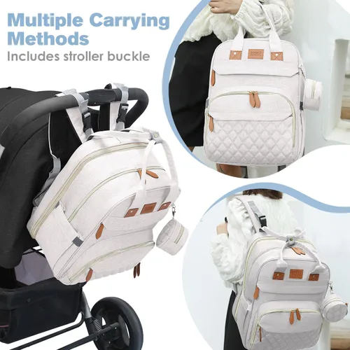 Miniatura 3 de JSTPRO Mochila para pañales, bolsa de pañales grande con cambiador, regalos para nuevas madres, bolsa de pañales unisex ligera e impermeable