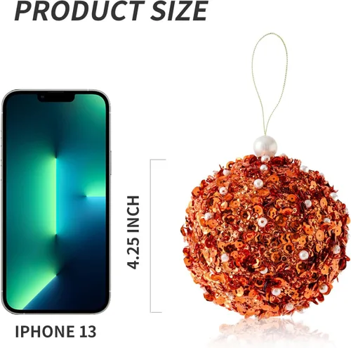 Miniatura 7 de Adornos de bola de Navidad de 4.25 pulgadas, juego de 4 piezas inastillables, decoración de árbol de Navidad para árboles de Navidad, bodas, Naranja