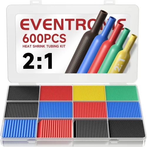Tubo termorretráctil 2:1 Eventronic, 560 piezas, envoltorio de cable eléctrico surtido, tubo aislante, juego con caja (5 colores/12 tamaños)