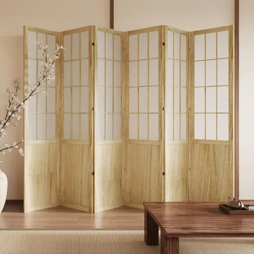 Miniatura 13 de Divisor de habitación plegable y pantalla de partición portátil de 5.6 pies, estilo Shoji chino japonés para separación de habitaciones - 4 paneles