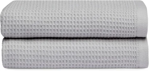 Miniatura 8 de Cozy Earth Toallas de baño de punto gofre, 60% algodón, 40% viscosa de bambú, 40 x 65 pulgadas, rizo suave y absorbente, reversible, patrón de punto