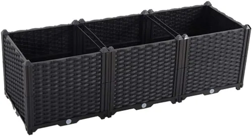 Miniatura 23 de Hershii Kits de cama elevada de jardín, contenedores rectangulares de plástico para plantas profundas, para interiores y exteriores, verduras, Blanco